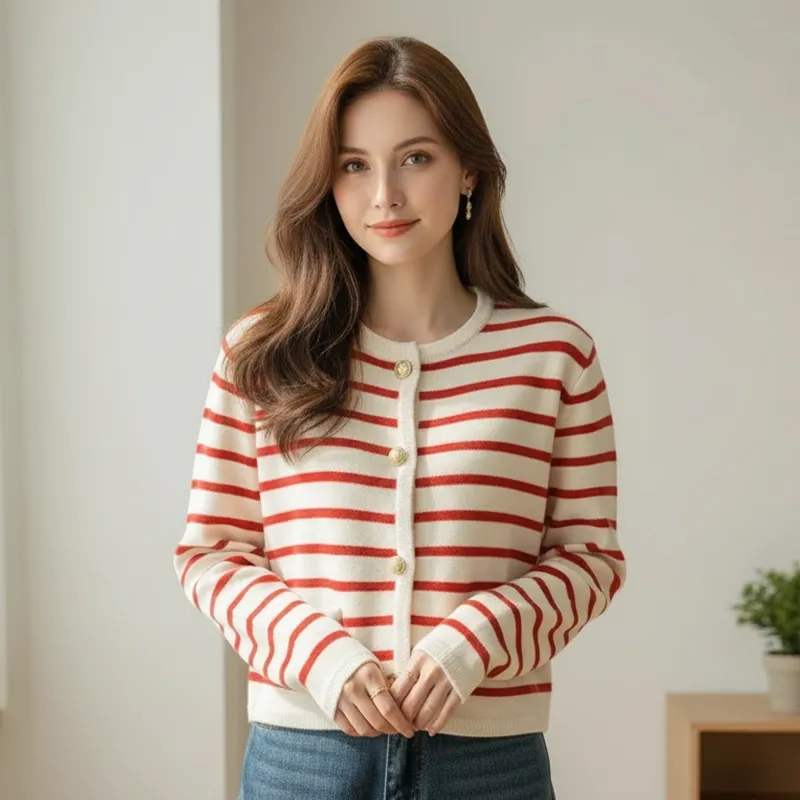 women cardigan, striped cardigan, long sleeve cardigan, knit cardigan