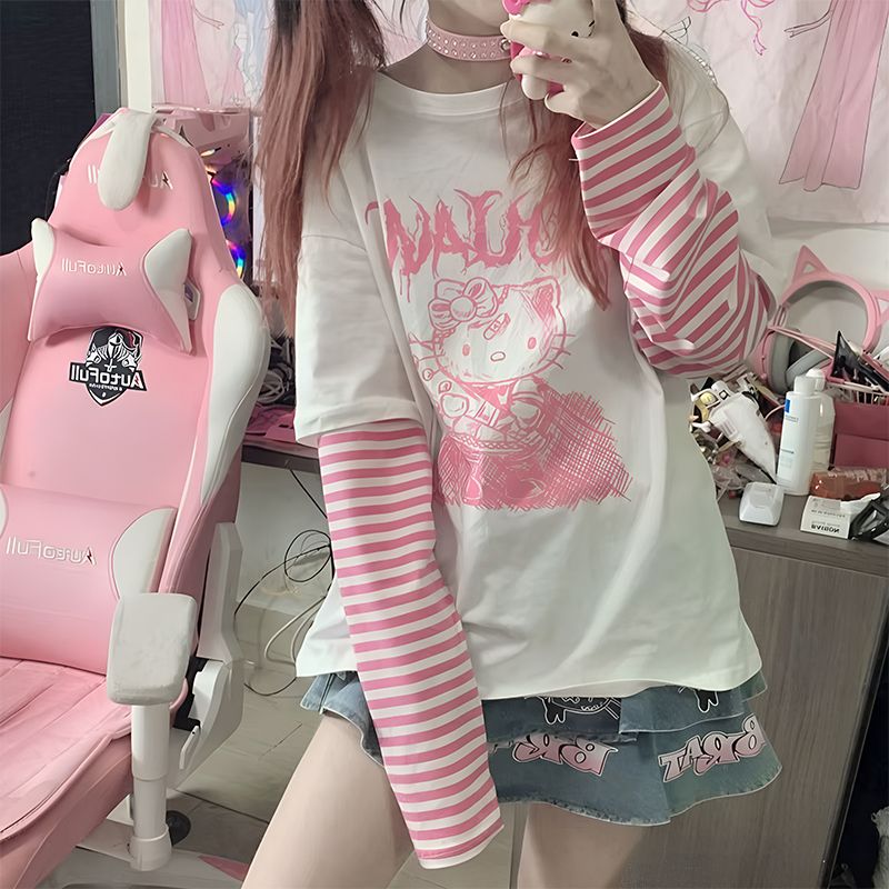 long sleeve shirt, women shirt, cat print shirt