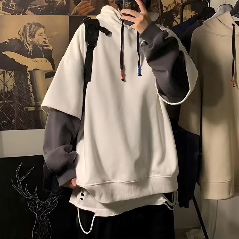 Main_Men’s Fake Two-Piece Oversized Hoodie