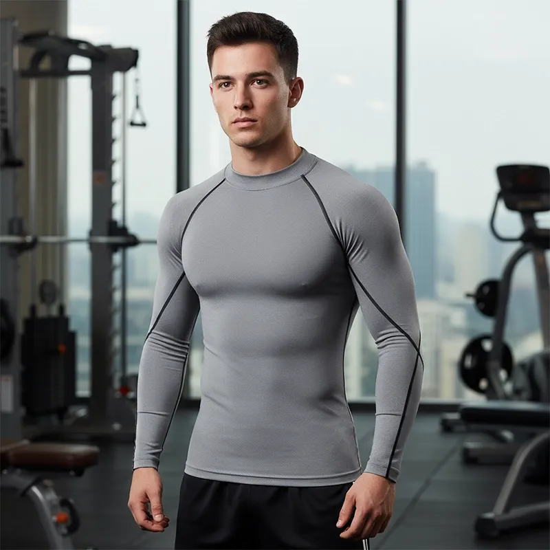 mens compression shirt, thermal shirt, mock neck compression shirt