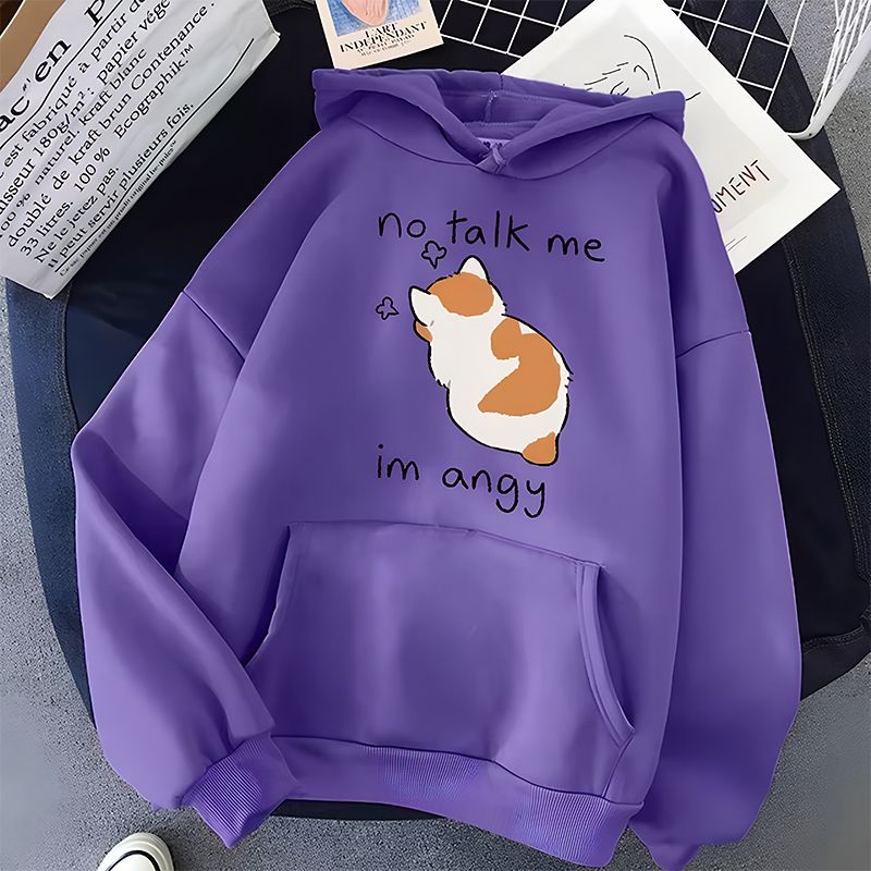 No Talk Me Print Women&#8217;s Hoodie_Purple