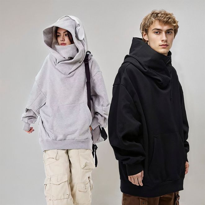 hoodie, oversized hoodie, japanese hoodie, ninja hoodie, turtleneck hoodie, solid color hoodie