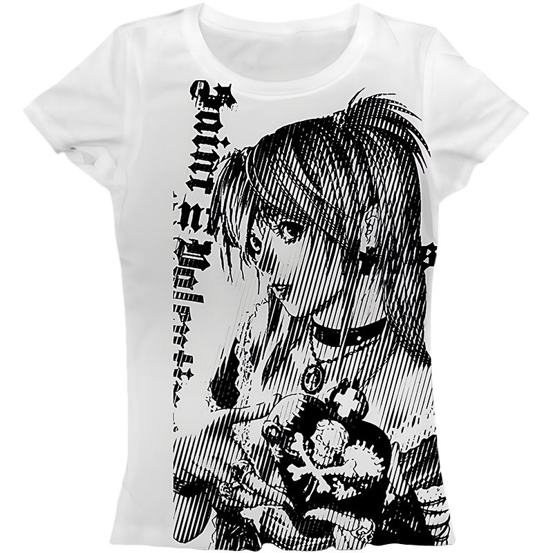 white_Women’s Anime Girl Vintage T-Shirt